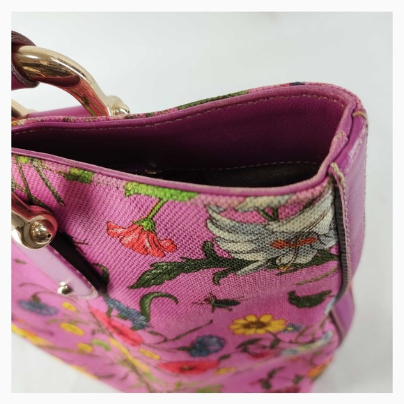 GUCCI Rare Vintage Flora Lesa Pink Tote Bag - Picture 8 of 13